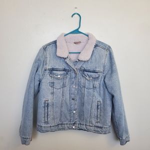 Fleece lined denim jacket
